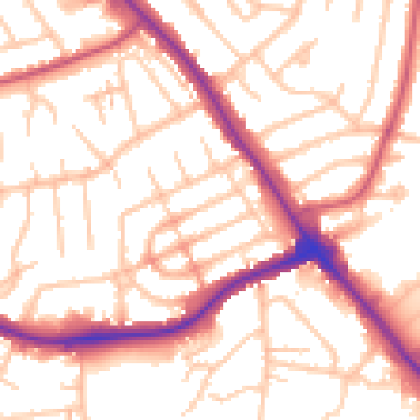 Daytime road noise heatmap for NW9 0DP