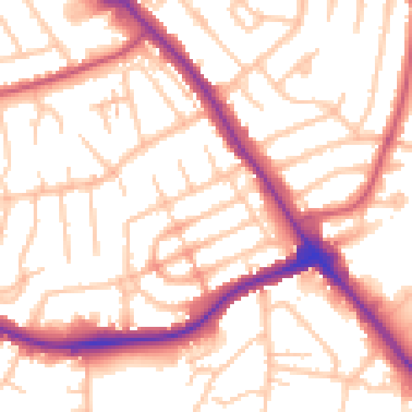 Daytime road noise heatmap for NW9 0DR
