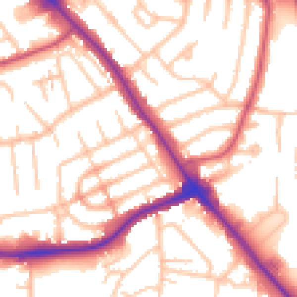 Daytime road noise heatmap for NW9 0DS