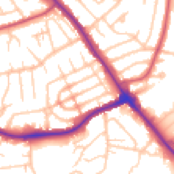 Daytime road noise heatmap for NW9 0DT