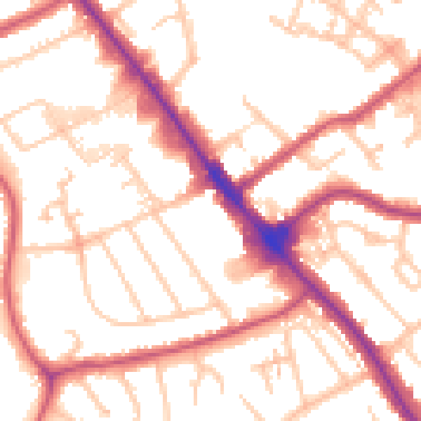 Daytime road noise heatmap for NW9 0DW
