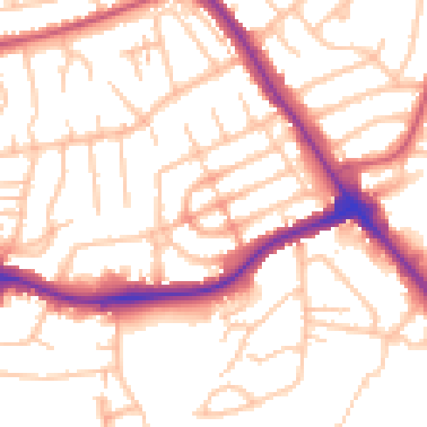 Daytime road noise heatmap for NW9 0DX