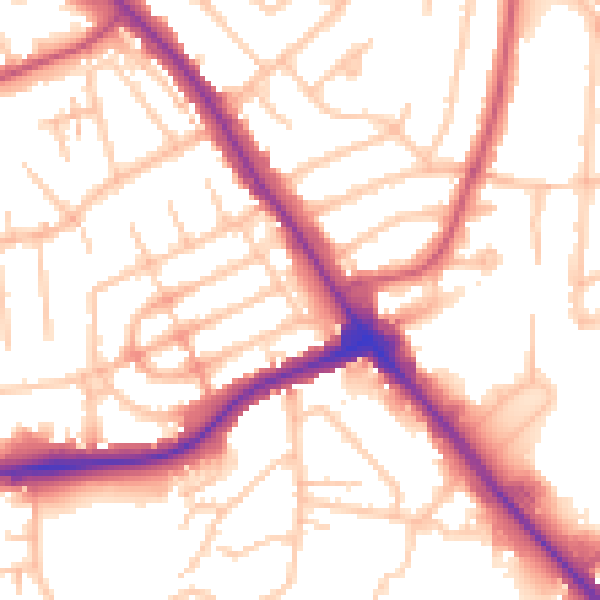 Daytime road noise heatmap for NW9 0EA