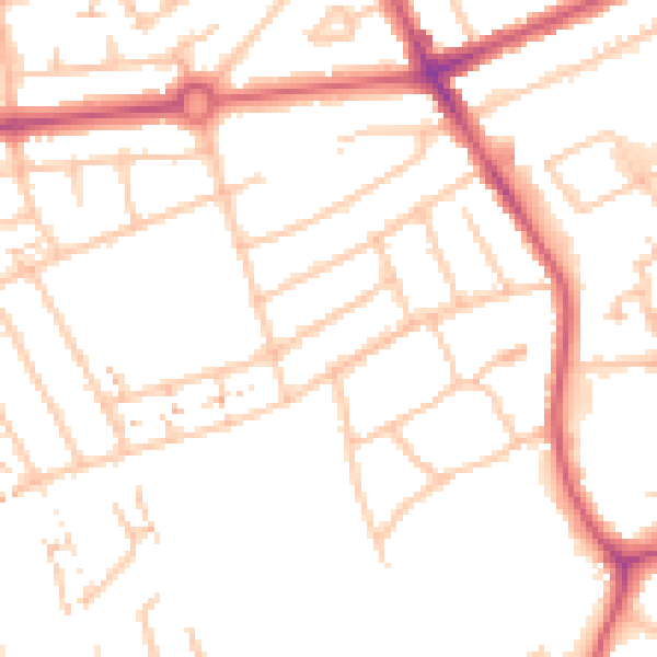 Daytime road noise heatmap for NW9 0ER