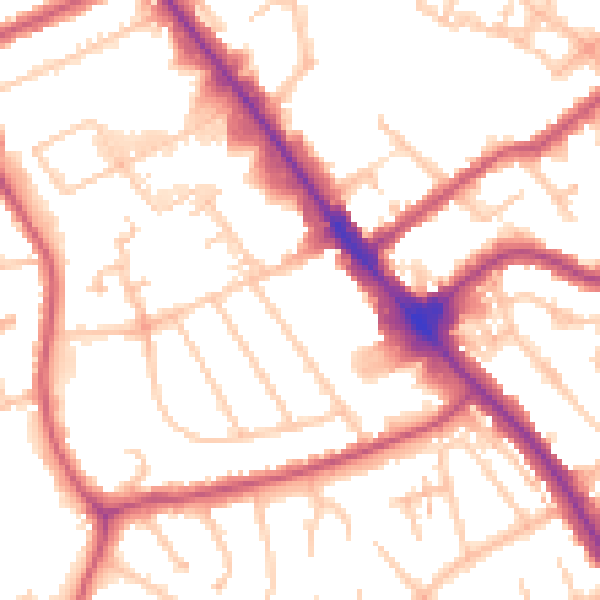 Daytime road noise heatmap for NW9 0FD