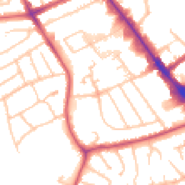 Daytime road noise heatmap for NW9 0LA