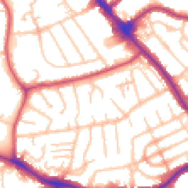 Daytime road noise heatmap for NW9 0LH