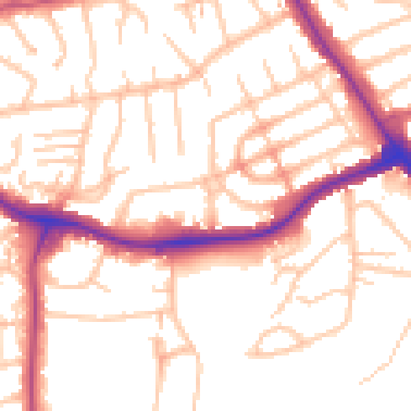 Daytime road noise heatmap for NW9 0RX