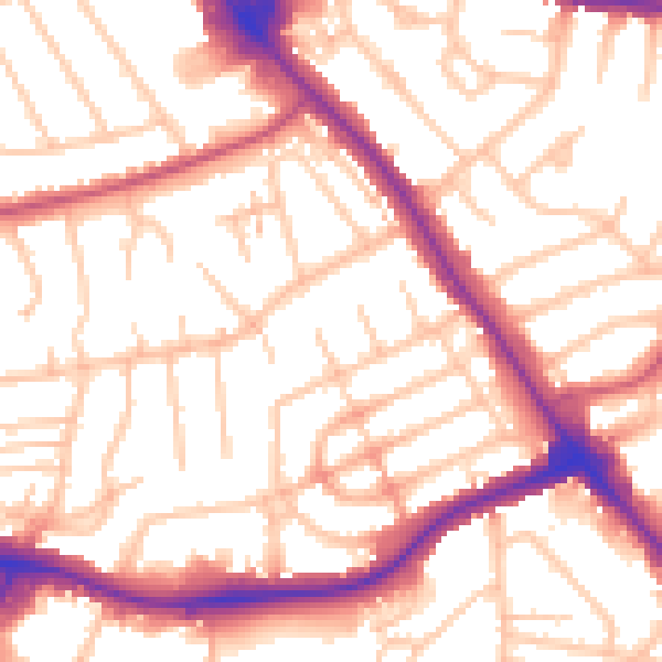 Daytime road noise heatmap for NW9 0SE
