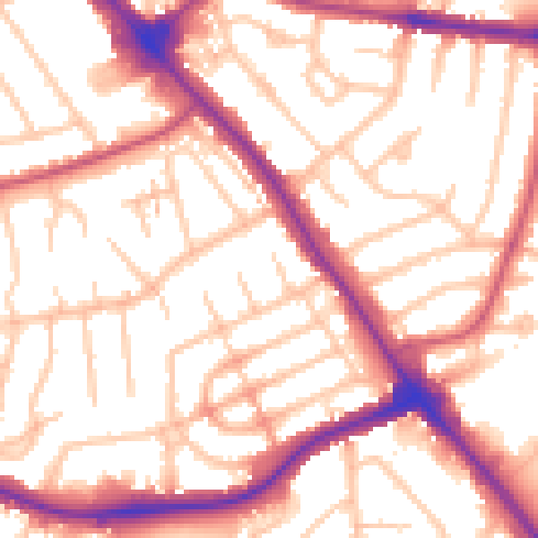 Daytime road noise heatmap for NW9 0SP