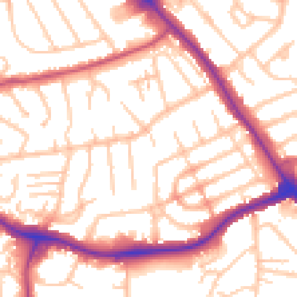 Daytime road noise heatmap for NW9 0TB