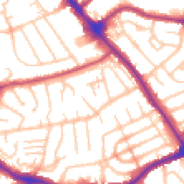 Daytime road noise heatmap for NW9 0UE