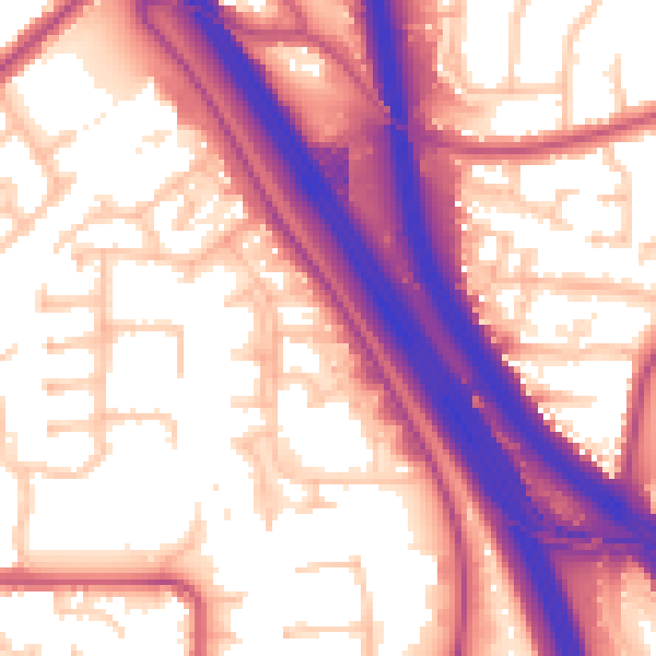 Daytime road noise heatmap for NW9 4AA