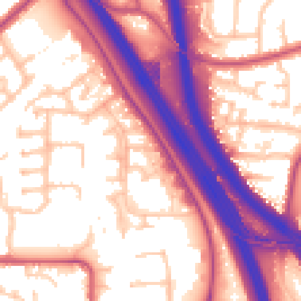 Daytime road noise heatmap for NW9 4AB