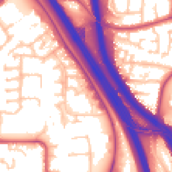 Daytime road noise heatmap for NW9 4AH