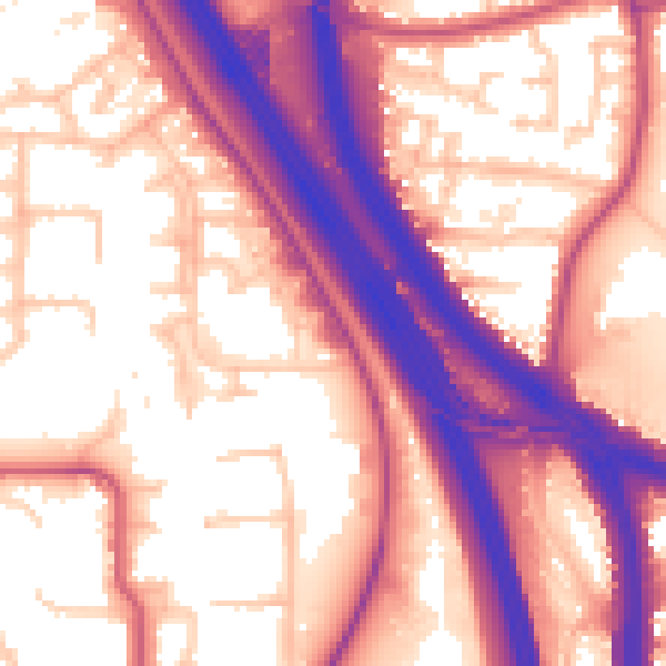 Daytime road noise heatmap for NW9 4AJ