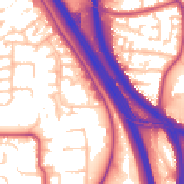 Daytime road noise heatmap for NW9 4AR
