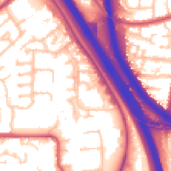 Daytime road noise heatmap for NW9 4AT