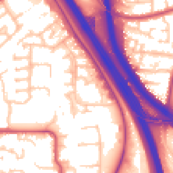 Daytime road noise heatmap for NW9 4AU