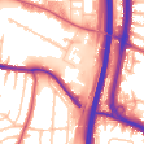 Daytime road noise heatmap for NW9 4BQ