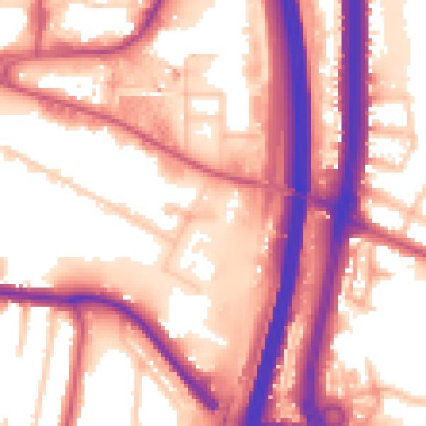 Daytime road noise heatmap for NW9 4DG