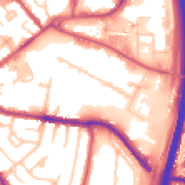 Daytime road noise heatmap for NW9 4EF