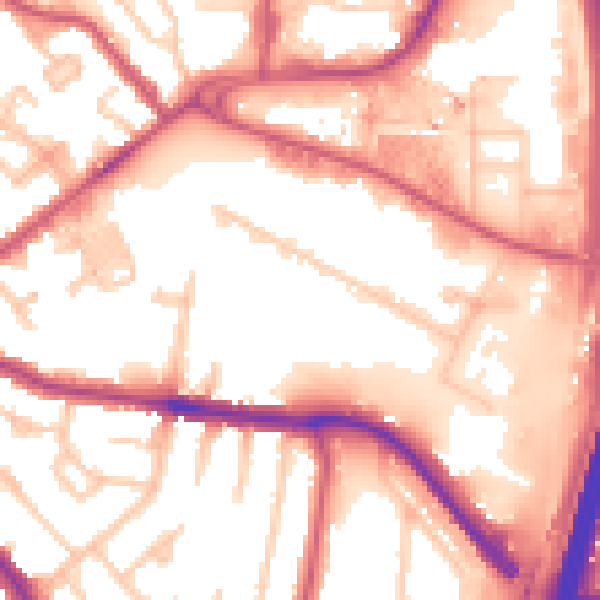 Daytime road noise heatmap for NW9 4EH