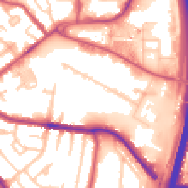 Daytime road noise heatmap for NW9 4EL
