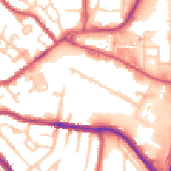 Daytime road noise heatmap for NW9 4ES