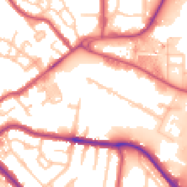 Daytime road noise heatmap for NW9 4FL