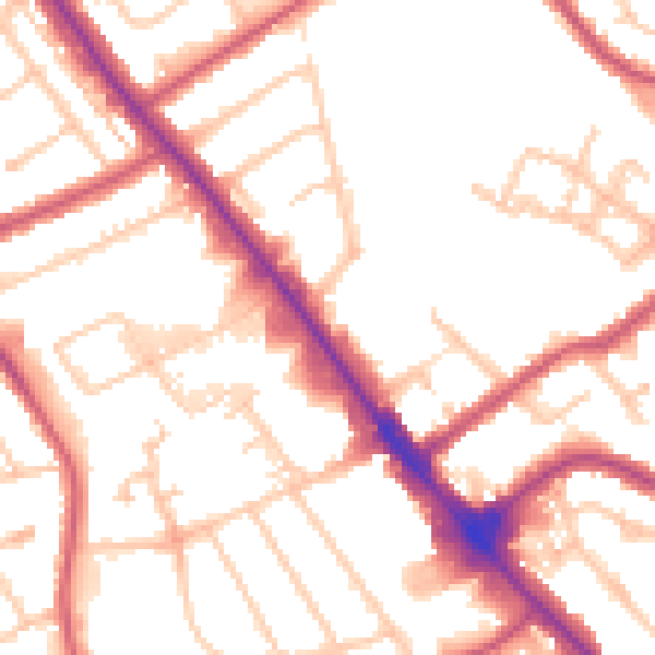 Daytime road noise heatmap for NW9 5AH
