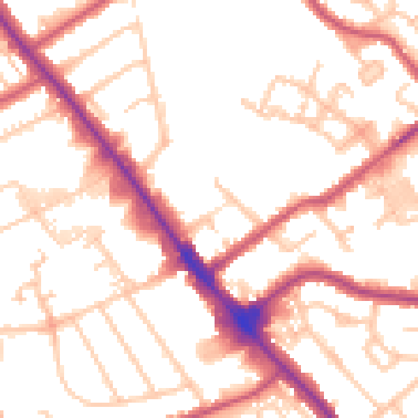 Daytime road noise heatmap for NW9 5ED