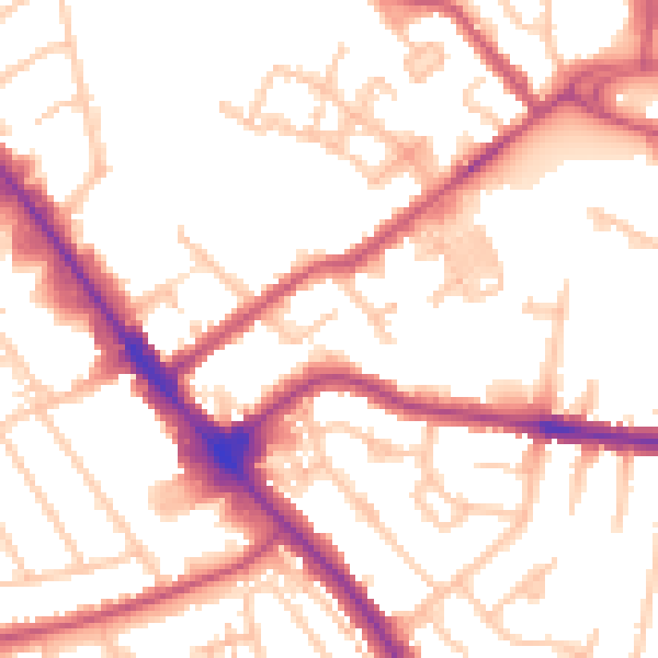 Daytime road noise heatmap for NW9 5EL
