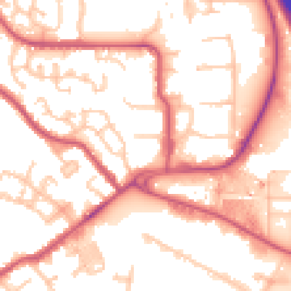 Daytime road noise heatmap for NW9 5FP