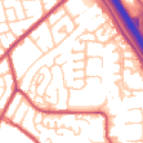 Daytime road noise heatmap for NW9 5GN