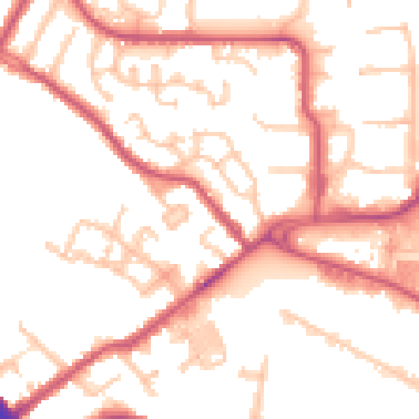Daytime road noise heatmap for NW9 5JS