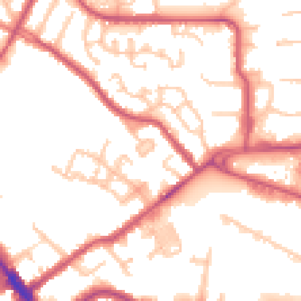 Daytime road noise heatmap for NW9 5JT