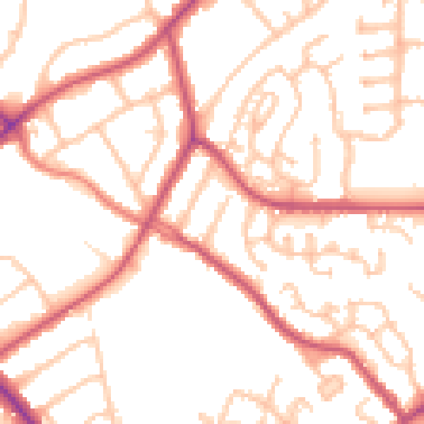 Daytime road noise heatmap for NW9 5LA