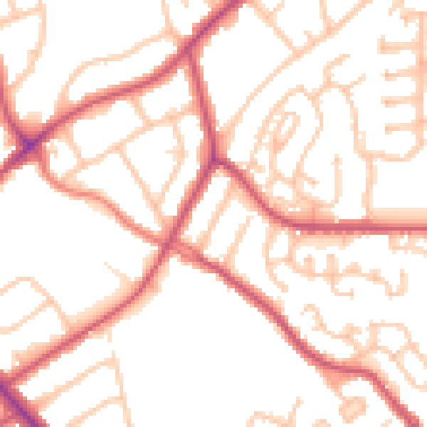 Daytime road noise heatmap for NW9 5LG