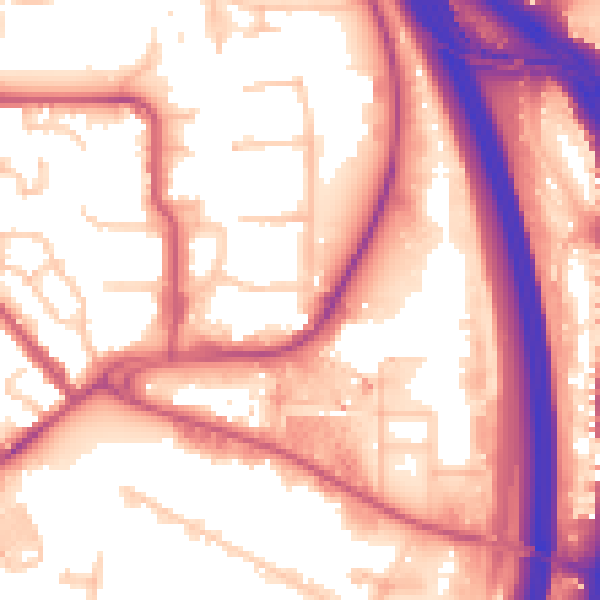Daytime road noise heatmap for NW9 5LU
