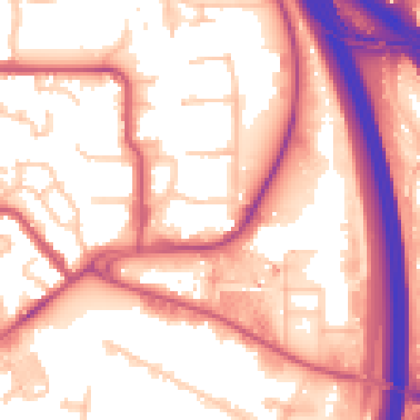Daytime road noise heatmap for NW9 5LX