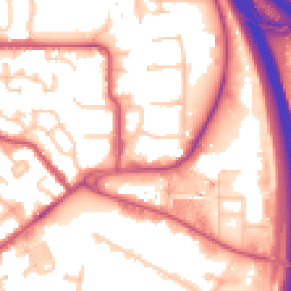 Daytime road noise heatmap for NW9 5ND