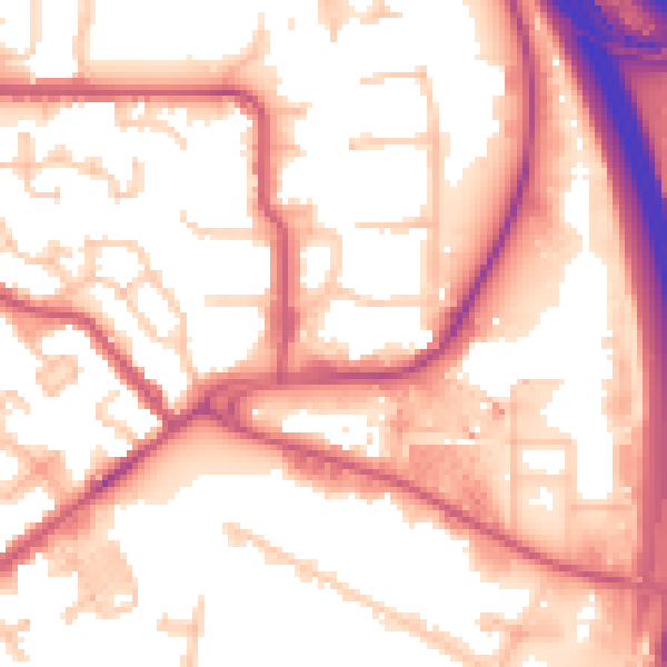 Daytime road noise heatmap for NW9 5NH