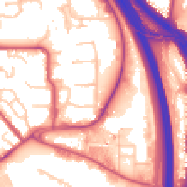 Daytime road noise heatmap for NW9 5NR