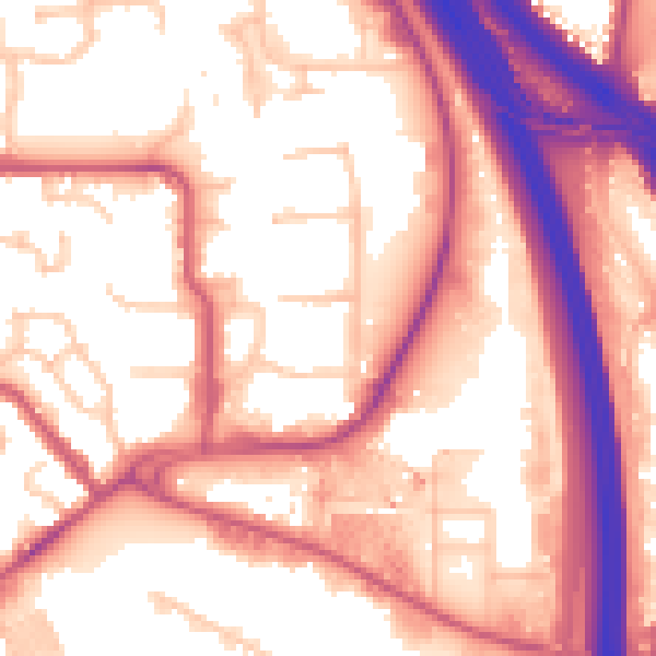 Daytime road noise heatmap for NW9 5NT