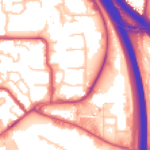 Daytime road noise heatmap for NW9 5NX