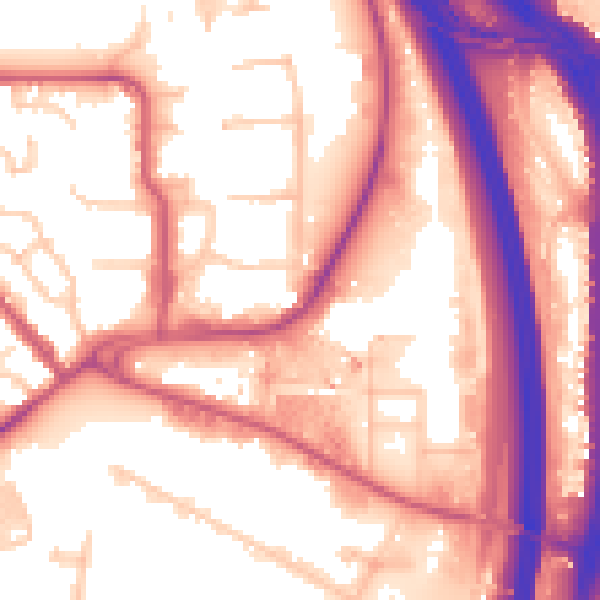 Daytime road noise heatmap for NW9 5RH