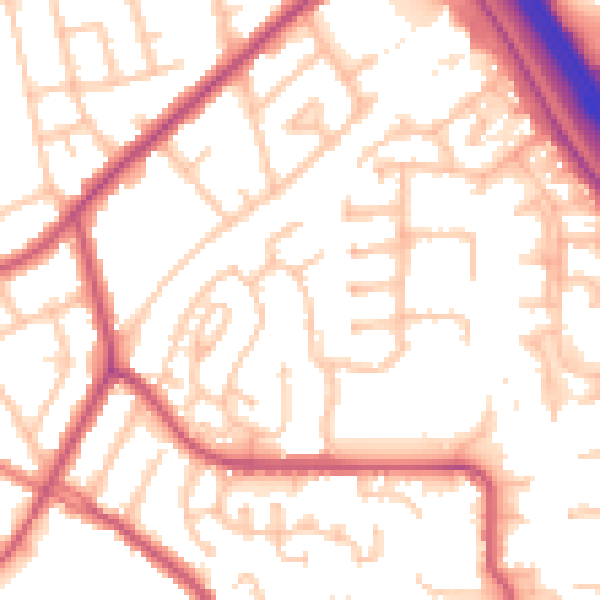 Daytime road noise heatmap for NW9 5WL