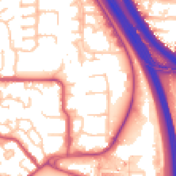 Daytime road noise heatmap for NW9 5YX