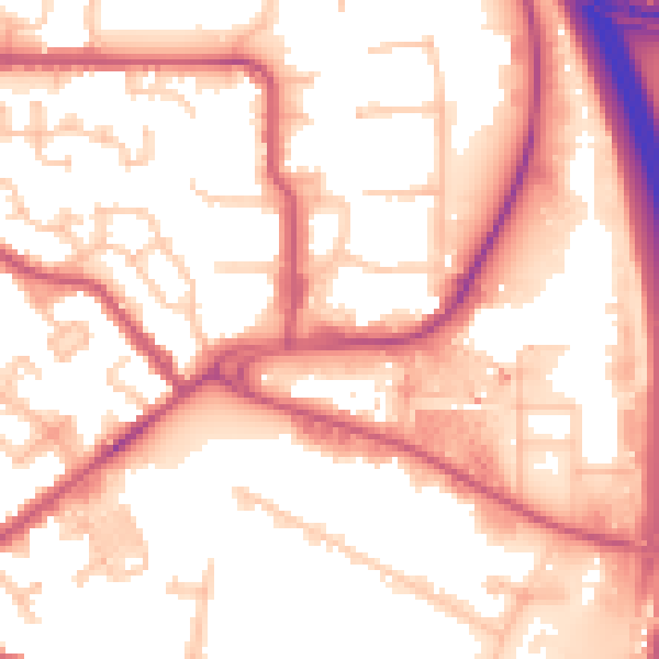 Daytime road noise heatmap for NW9 5ZN